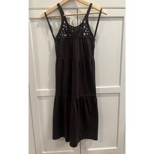 DELETTA Anthropologie Crochet Neckline Tie Back Halter Sun Dress size Small